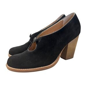 Latigo Flame Suede Ankle Block Heel Bootie Womens 8 Black Excellent Shooties